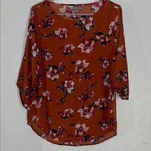 Valerie Stevens Orange Floral Blouse